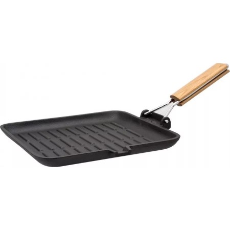 Tigaie grill din fonta 28cm, fara capac, maner pliabil, Rosberg