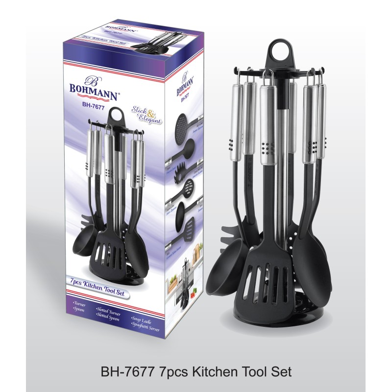 Set ustensile din teflon si inox, 7 piese, Bohmann