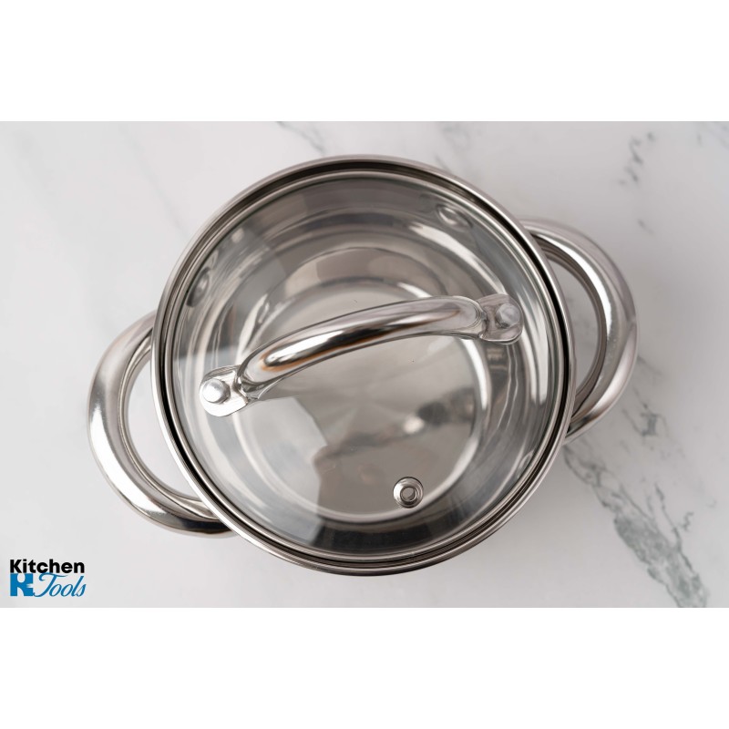 Cratita din inox 1000ml, 14x10cm Bohmann, capac din sticla, 5mm grosime, toate sursele de caldura,