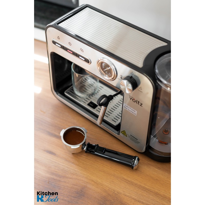 Espressor de cafea macinata 3 in 1, Spuma lapte, capacitate 1litru, filtru otel in doua etape, oprire automata, Oliver Voltz
