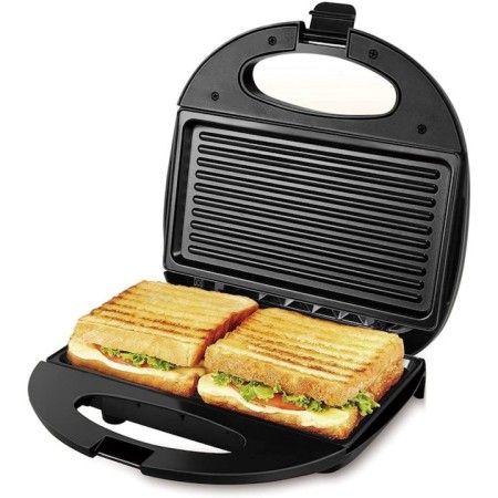 Sandwich-Maker, 750W, 2 felii, Antiaderent, Otel inoxidabil / Negru, Rosberg