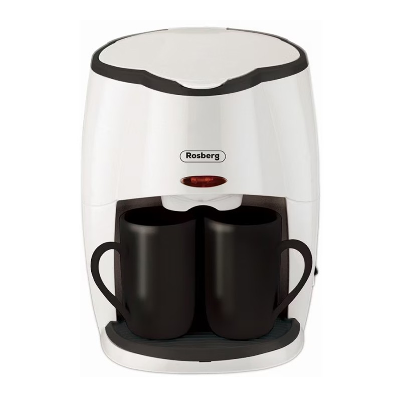 Masina de cafea Rosberg, 450W, 250ml, 2 cani, Filtru detasabil, ALB