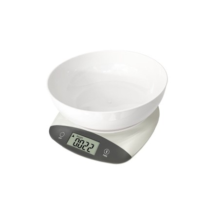 Cântar electronic de bucătărie Rosberg, 5 kg, baterie 2XAAA (incluse), Alb/Gri