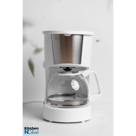 Cafetieră Rosberg, 600W, 600 ml, Carafă de sticlă, Filtru din plastic, Alb