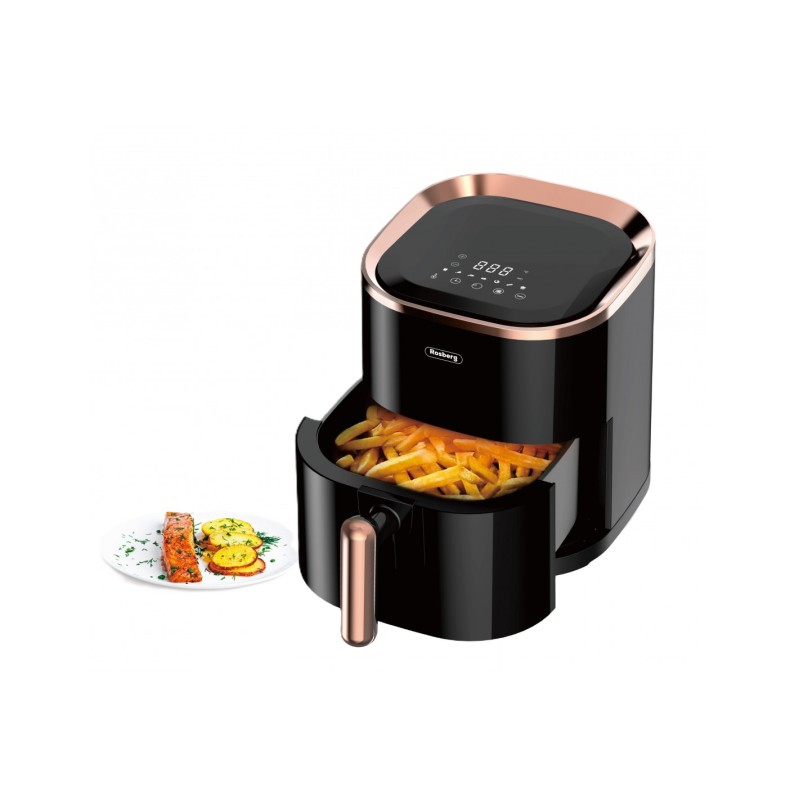 AirFryer fara ulei, 1200W, 3.5L, cu strat antiaderent, Timer, Display LED, Negru, Temperatura reglabilă 80℃~200℃, Rosberg