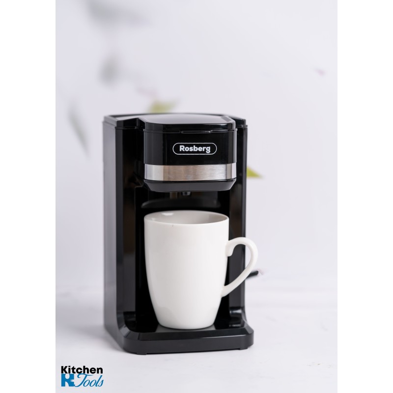 Espressor electric, capacitate 150 ml, filtru nailon, cafea 125 ml, Rosberg, negru