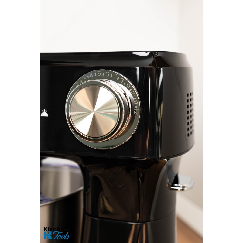 Mixer Planetar 3.5litri, 800W, bol oțel inoxidabil cu capac, 12 viteze + funcție Pulse, 3 accesorii incluse, Oliver Voltz, negru