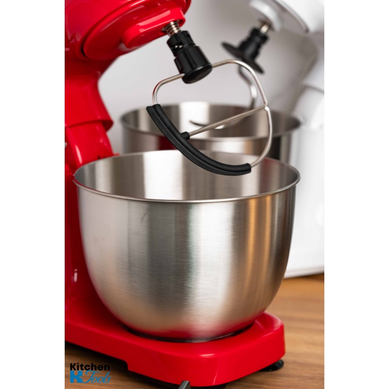 Mixer Planetar 3.5litri, 800W, bol oțel inoxidabil cu capac, 12 viteze + funcție Pulse, 3 accesorii incluse, Oliver Voltz, rosu