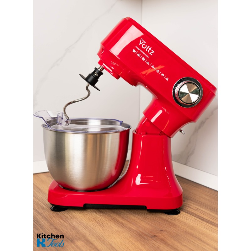 Mixer Planetar 3.5litri, 800W, bol oțel inoxidabil cu capac, 12 viteze + funcție Pulse, 3 accesorii incluse, Oliver Voltz, rosu