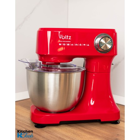 Mixer Planetar 3.5litri, 800W, bol oțel inoxidabil cu capac, 12 viteze + funcție Pulse, 3 accesorii incluse, Oliver Voltz, rosu