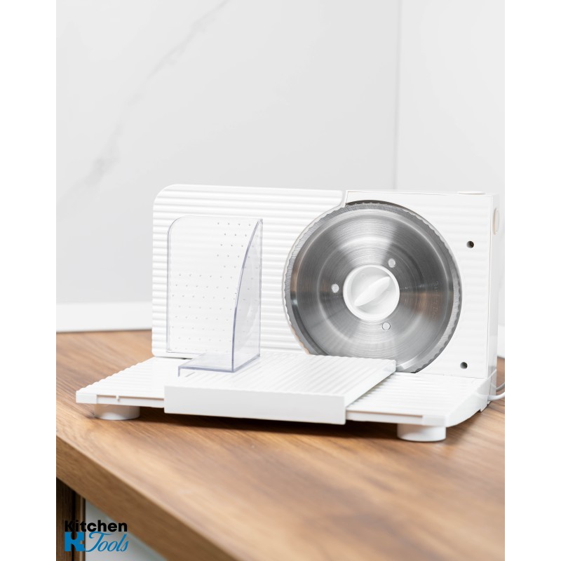 Feliator electric mezeluri Rosberg, 150W, Lama otel 15 cm, Grosime 0-15 mm, Alb